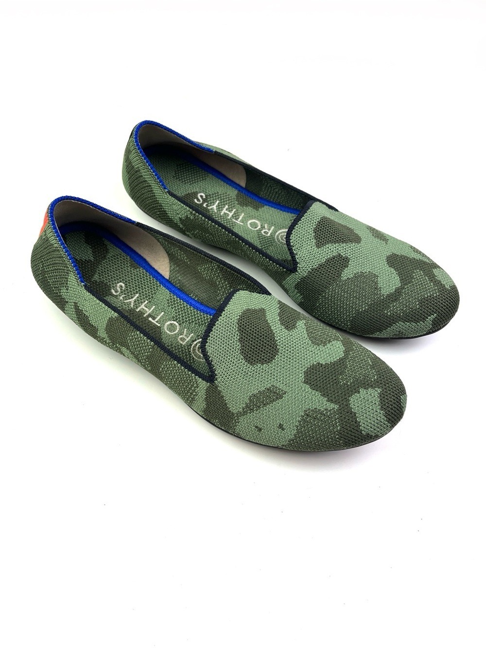 Rothy’s Green Camo Sustainable Round Toe Knit Flats size 7